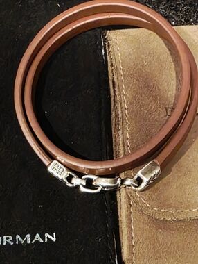 David Yurman Brown Double Wrap Leather Bracelet